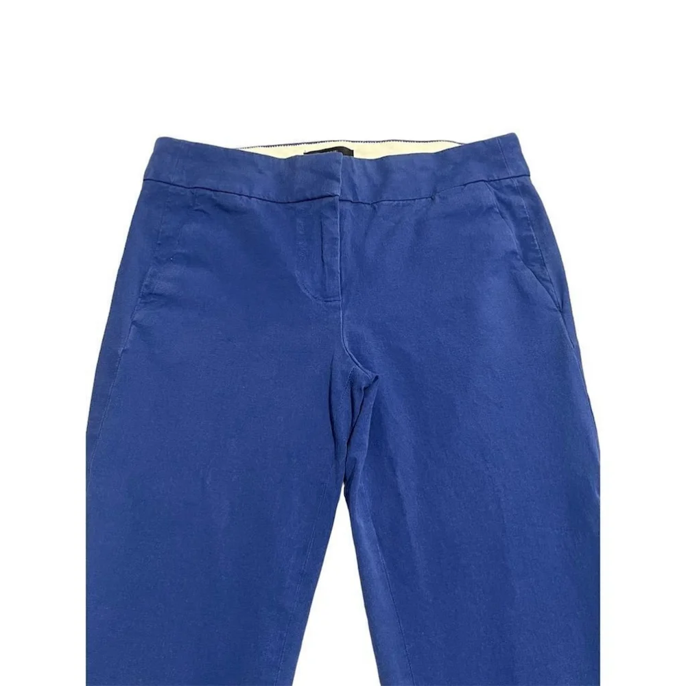 J Crew Cropped Pants Womens Size 0P Blue Stretch Straight Leg